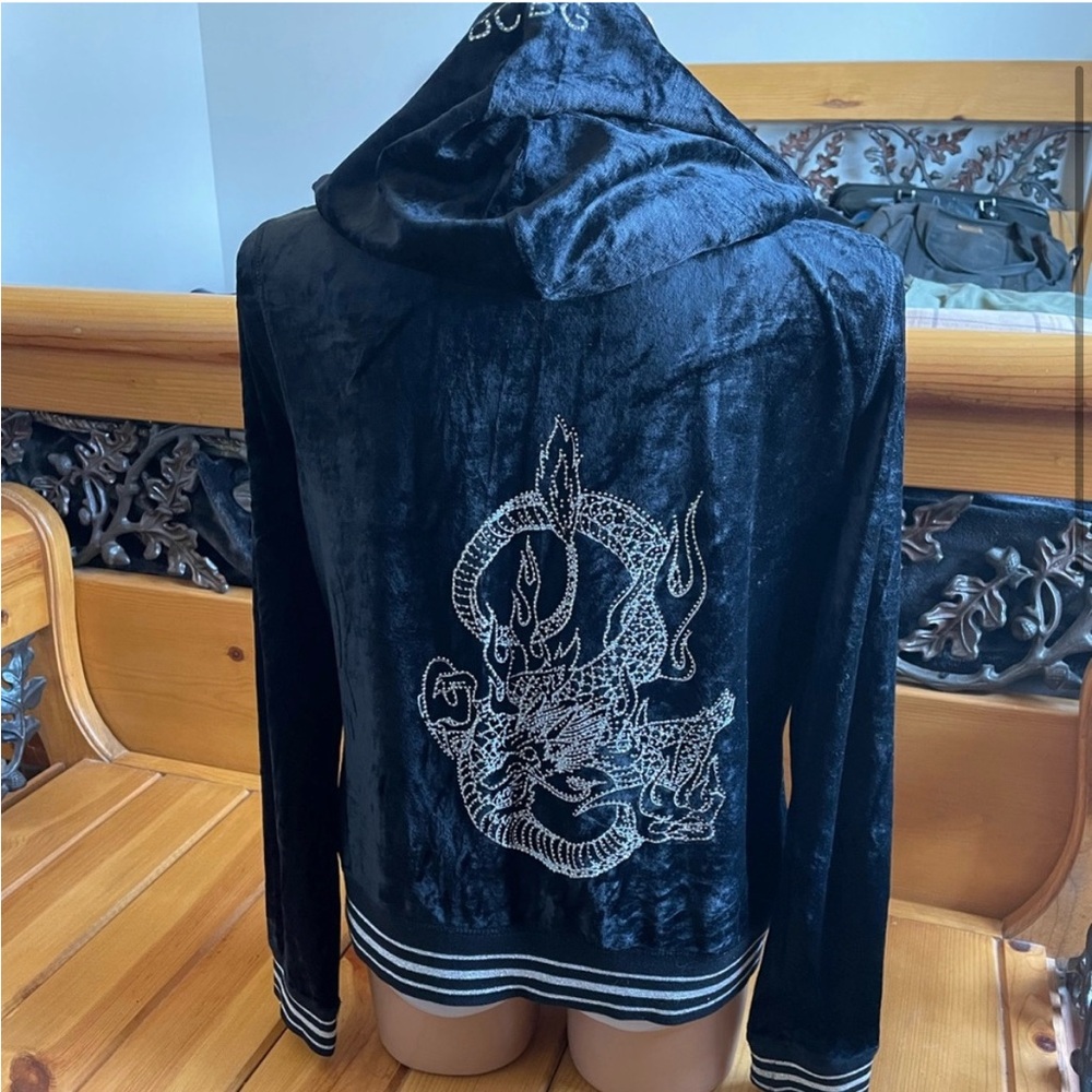 BCBGMaxAzria Y2K Blk Jacket + Dragon Embroidery